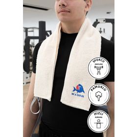 Favora 105x30 cm Krem GYM Fitness Plates Boks Tenis Sporcu Antrenman Havlusu