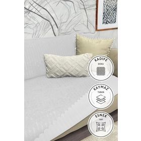 Favora 170x210 Gri Kaymaz Taban Süngerli Kadife Koltuk Çekyat Örtüsü