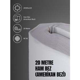 Favora 2000x220 cm Beyaz Pamuk 46 Tel Amerikan Bezi Ham Bez Punch Kumaş