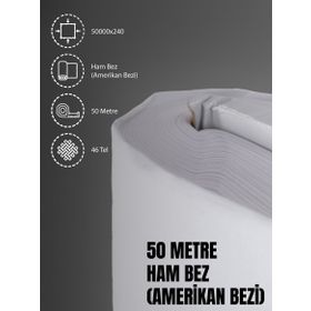 Favora 5000x240 cm Beyaz Pamuk 46 Tel Amerikan Bezi Ham Bez Punch Kumaş