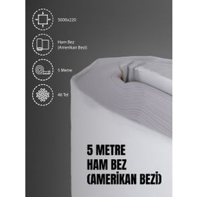 Favora 500x220 cm Beyaz Pamuk 46 Tel Amerikan Bezi Ham Bez Punch Kumaş