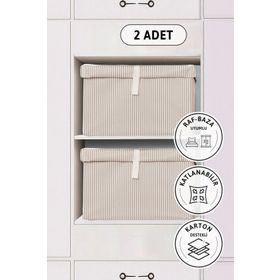 Favora ⁠50x40x19 Kahverengi Kapaklı Baza 2'li Hurç