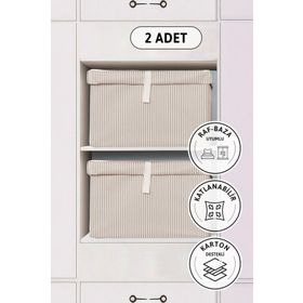 Favora ⁠50x40x19 Kahverengi Kapaklı Baza 2'li Hurç