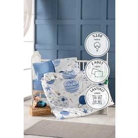 Favora Astromini Mavi %100 Pamuk Bebek Nevresim Takımı