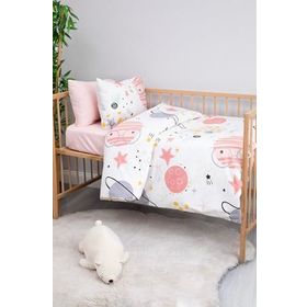 Favora Astromini Pembe %100 Pamuk Bebek Nevresim Takımı