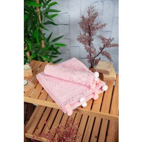 Favora Bella Pembe Ponponlu 2'li El Yüz Havlusu