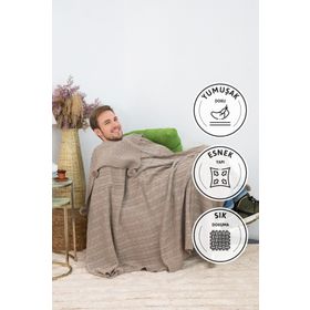 Favora Biocotton Triko Vizon Ponponlu Örgü TV Battaniyesi
