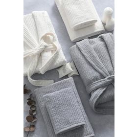 Favora Line Gri Krem Pamuk Luxury 8 Parça Aile Bornoz Seti