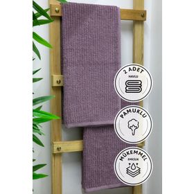 Favora Line Luxury 50x90 Mürdüm Pamuklu 2'li El Yüz Havlusu