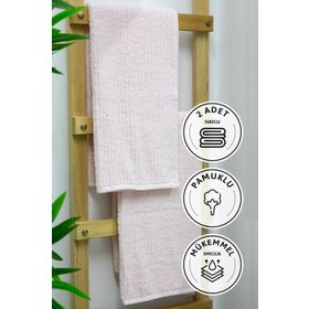 Favora Line Luxury 50x90 Pudra Pamuklu 2'li El Yüz Havlusu