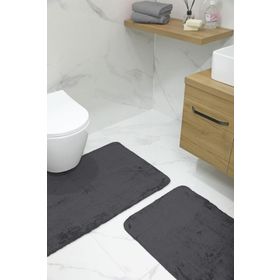 Favora Puffy 2'li Kaydırmaz Antrasit Banyo Paspası