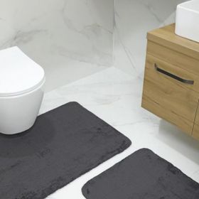 Favora Puffy 2'li Kaydırmaz Antrasit Banyo Paspası