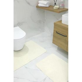 Favora Puffy Kaydırmaz Krem 2'li Banyo Paspası