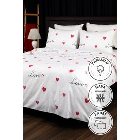 Favora Royal Love Lastikli Çarşaflı Çift Kişilik Beyaz Nevresim Takımı