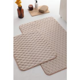 Favora Tavşan Tüyü Vizon Petek Desen 2'li Banyo Paspas Takımı