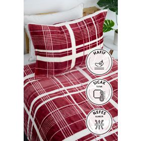 Favora Woolly Bordo 2 Parça Tek Kişilik Battaniye Yatak Örtüsü Seti