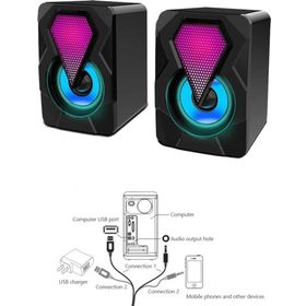 Favors Rgb Işıklı Bilgisayar Notebook 1+1 Speaker Laptop Hoparlörü