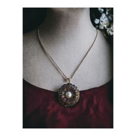 Fayra Accessorıes Black Diamond Swarovski Taşlı İnci Çiçek Kolye