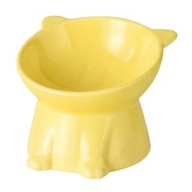 Fayshow Portatif Sarı Yükseltilmiş Kedi Mama ve Su Dağıtıcısı