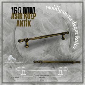 FDS Asır 160 mm Vida Aralığı Antik Sarı Renk Mobilya Kulp