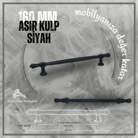 FDS Asır 160 mm Vida Aralığı Siyah Renk Mobilya Kulp