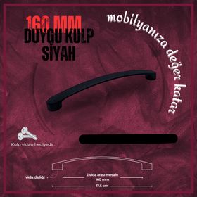 FDS Duygu 160 mm Vida Aralığı Siyah Renk Dolap Kulp