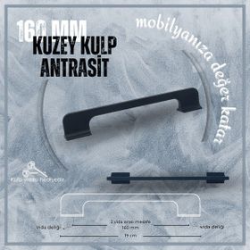 FDS Kuzey 160 mm Vida Aralığı Antrasit Renk Mobilya Kulp