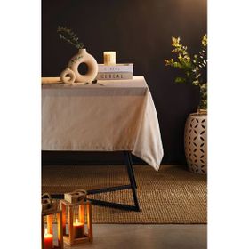 Fecra Dora 160x220 cm Keten Düz Masa Örtüsü