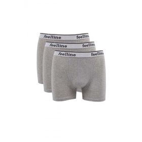 Feelline 3 Adet Gri Pamuklu Doğal Likralı Erkek Boxer