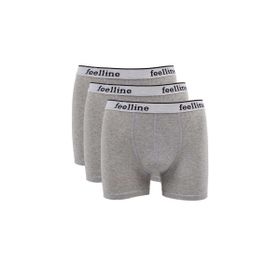 Feelline 3 Adet Gri Pamuklu Doğal Likralı Erkek Boxer
