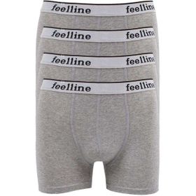 Feelline 4 adet Gri Pamuklu Doğal Likralı L Erkek Boxer