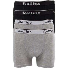 Feelline 4 adet Gri Pamuklu Doğal Likralı XL Erkek Boxer