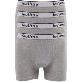 Feelline 4 adet Gri Pamuklu Doğal Likralı XL Erkek Boxer