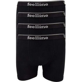 Feelline 4 adet Siyah Pamuklu Doğal Likralı L Erkek Boxer