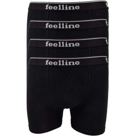 Feelline 4 adet Siyah Pamuklu Doğal Likralı L Erkek Boxer