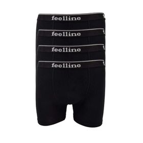 Feelline 4 adet Siyah Pamuklu Doğal Likralı L Erkek Boxer