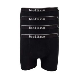 Feelline 4 adet Siyah Pamuklu Doğal Likralı XXL Erkek Boxer