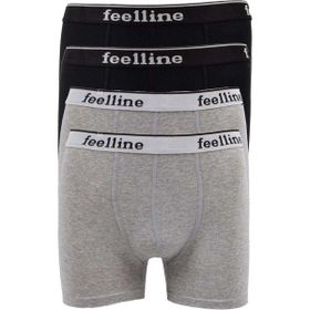 Feelline 4 adet Siyah ve Gri Pamuklu Doğal Likralı M Erkek Boxer