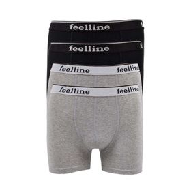 Feelline 4 adet Siyah ve Gri Pamuklu Doğal Likralı M Erkek Boxer