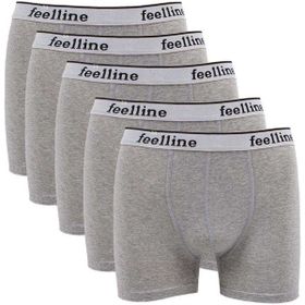 Feelline 5 Adet Gri Doğal Pamuklu Likralı Erkek Boxer