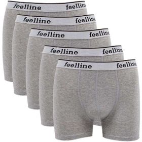Feelline 5 Adet Gri Doğal Pamuklu Likralı Erkek Boxer