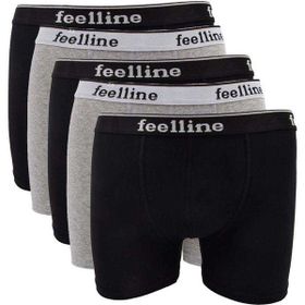Feelline 5 Adet Siyah ve Gri Doğal Pamuklu Likralı Erkek Boxer