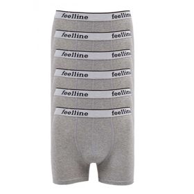 Feelline 6 Adet Gri Doğal Pamuklu Likralı Erkek Boxer