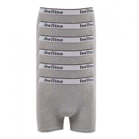 Feelline 6 Adet Gri Doğal Pamuklu Likralı Erkek Boxer