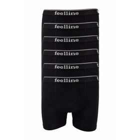 Feelline 6 Adet Siyah Doğal Pamuklu Likralı Erkek Boxer