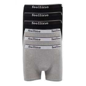 Feelline 6 Adet Siyah ve Gri Doğal Pamuklu Likralı Erkek Boxer