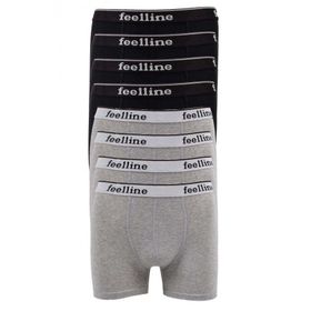 Feelline 8 Adet Siyah ve Gri Doğal Pamuklu Likralı Erkek Boxer