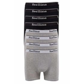 Feelline 8 Adet Siyah ve Gri Doğal Pamuklu Likralı Erkek Boxer