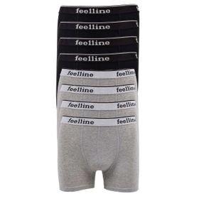 Feelline 8 Adet Siyah ve Gri Doğal Pamuklu Likralı Erkek Boxer