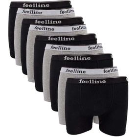 Feelline 9 Adet Siyah ve Gri Pamuklu Doğal Likralı Erkek Boxer
